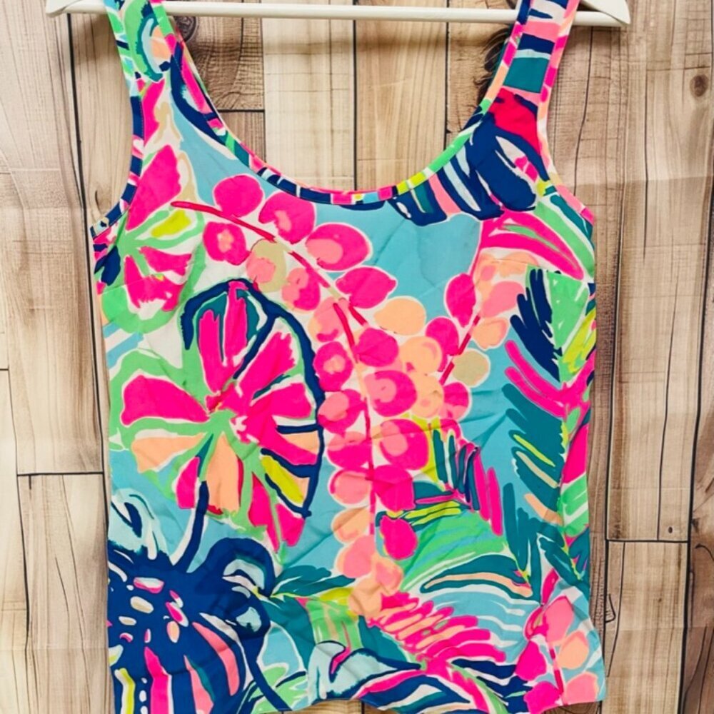 LILLY PULITZER COSMOS EXOTIC GARDEN 100% SILK TANK TOP